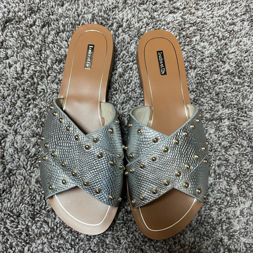Louise et Cie Silver Sandals with Gold Accents